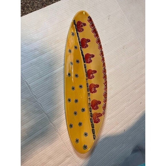 Rare Made in Italy Handpainted Yellow w/Chickens 20" x 6" Serving Plate - Picture 2 of 4